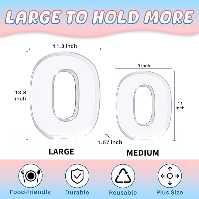13.8" Extra Large Acrylic Number Charcuterie Board Box, Reusable Fillable Number Cake Candy Dish Display Serving Tray for Birthday Anniversary Party Decoration (0)