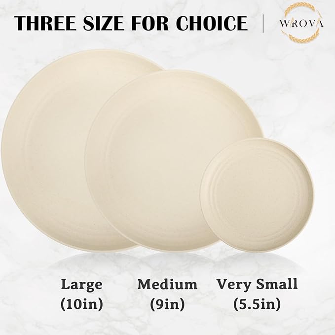 Wrova 5.5 Inches Handy Appetizer Plates Set of 8 - Small Wheat Straw Plates for Dessert - Unbreakable Sidedishes Plate Sets for Kitchen and Party Beige Series