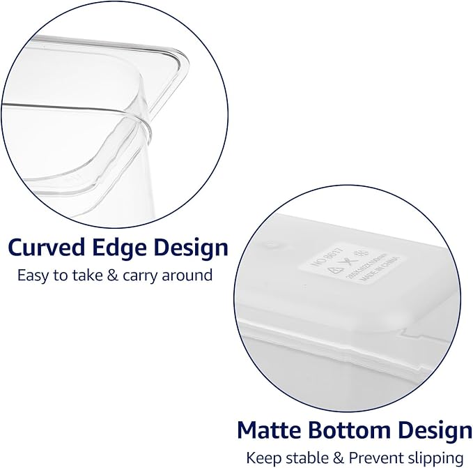 6 Pack 1/4 Size Plastic Clear Food Pan with Lid, 4 Inch Deep Commercial Stackable Polycarbonate Pan with Capacity Indicator, Acrylic Food Container Hotel Pans for Kitchen Restaurant