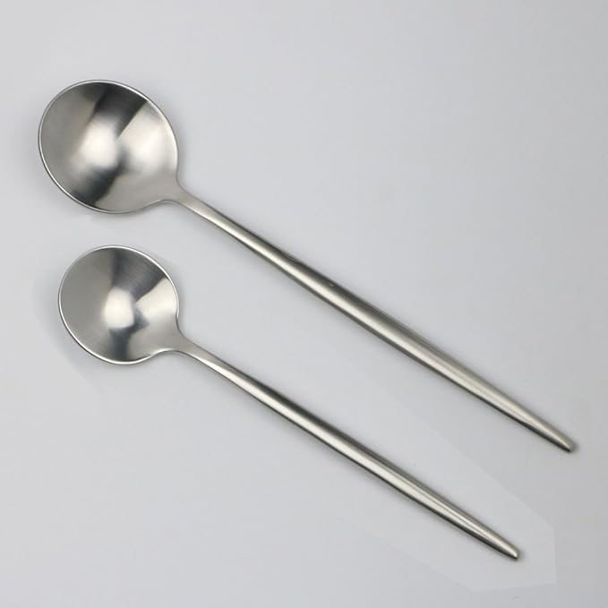 5-Pieces Luxury Silver 18/10 Stainless Steel Flatware Set, Matte Finish, Service for 1