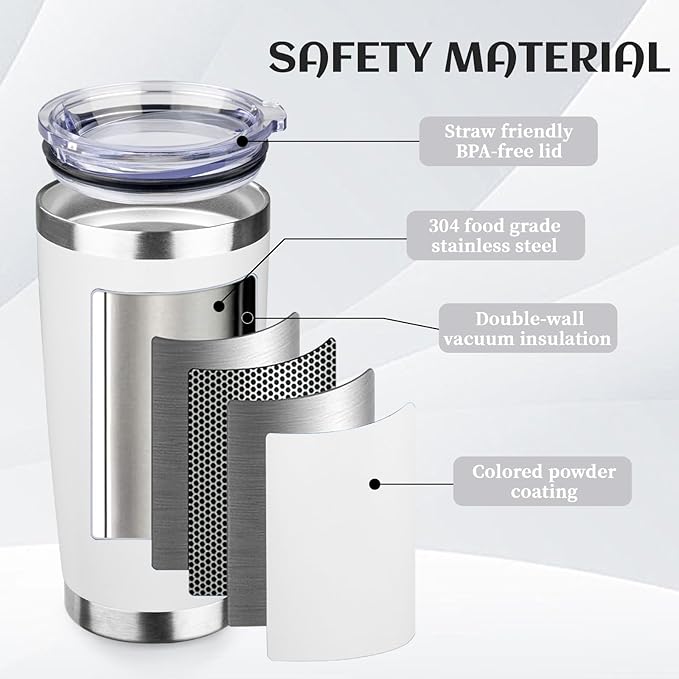 StarSpeed 20oz Tumbler Bulk with Lid, Stainless Steel Insulated Tumblers Double Wall Vacuum Insulated Travel Mug, Powder Coated Coffee Cups for Hot and Cold Drinks(White,6)