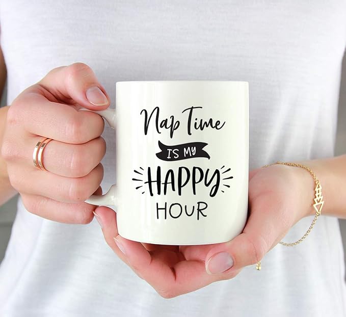 Andaz Press Mother's Day 11oz. Ceramic Coffee Tea Mug Gift for Mom, Nap Time is My Happy Hour, 1-Pack, Birthday Christmas Gift Ideas