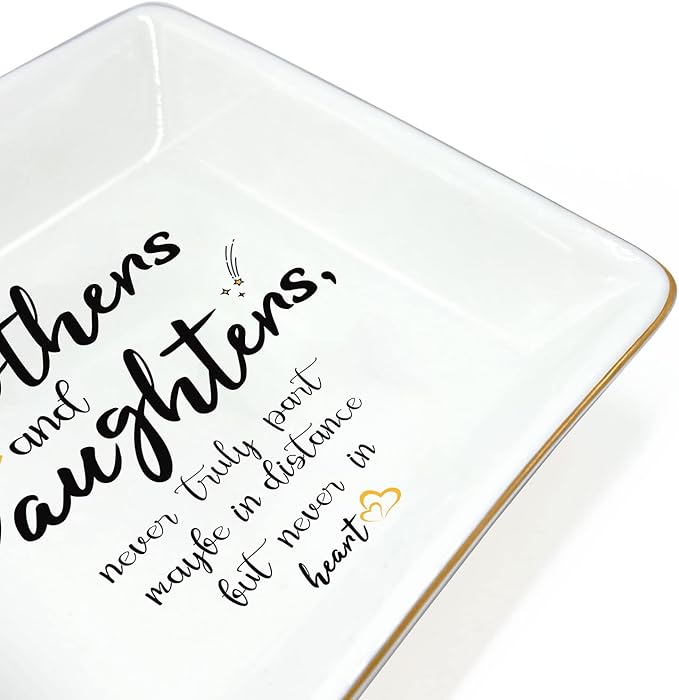 Valentines Gifts for Mom from Daughter Birthday Gift Mother Ceramic Ring Trinket Dish Decorative Jewelry Thanksgiving Christmas Mother's Day