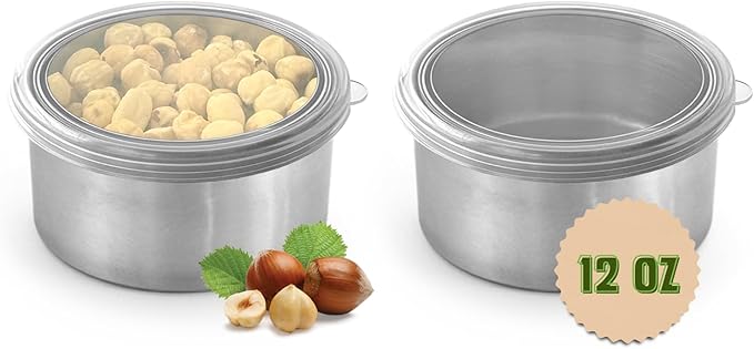 TAVVA 2 X 12oz Stainless Steel Containers with Lids - Leakproof w/Silicone Lids - BPA Free - Dishwasher & Freezer Safe - Portable & Reusable - Stainless Steel Storage Food Snack Containers