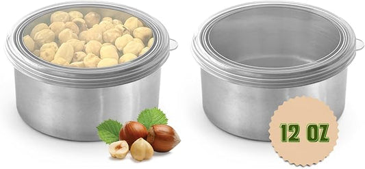 TAVVA 2 X 12oz Stainless Steel Containers with Lids - Leakproof w/Silicone Lids - BPA Free - Dishwasher & Freezer Safe - Portable & Reusable - Stainless Steel Storage Food Snack Containers