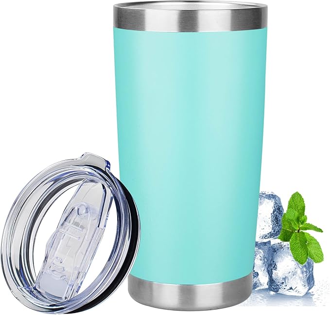 20oz Tumbler with Lid Stainless Steel Insulated Tumblers Travel Coffee Tumbler Bulk Double Wall Vacuum Insulated Water Cup Christmas Gifts for Women Men Her Him Home Office (Teal, 1pack)