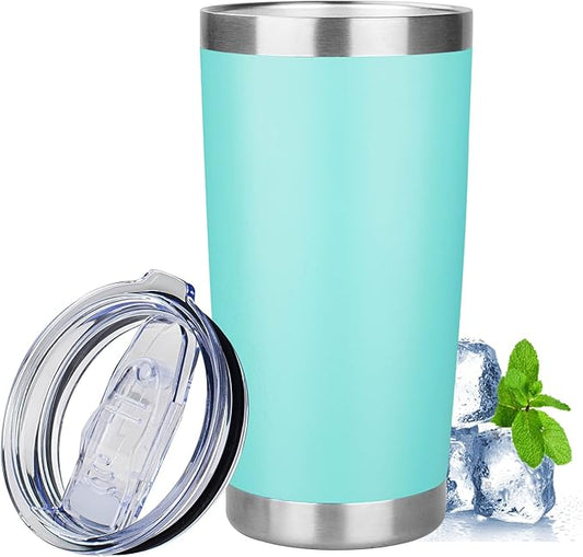 20oz Tumbler with Lid Stainless Steel Insulated Tumblers Travel Coffee Tumbler Bulk Double Wall Vacuum Insulated Water Cup Christmas Gifts for Women Men Her Him Home Office (Teal, 1pack)