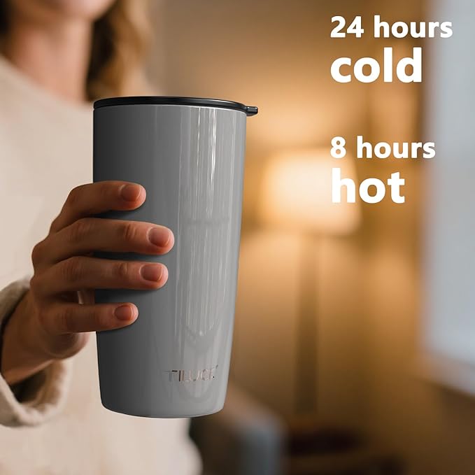 TILUCK 20 oz Tumbler with Leak-Proof Lid, Vacuum Insulated Stainless Steel Coffee Mug, Double-Walled Travel Tumbler for Hot and Cold Drinks(GlitterGray, 20oz)