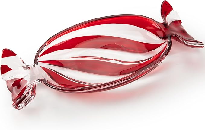 SHOWLOUE Glass Candy Platter, Christmas Platter Dish Serving Dessert Plates Christmas Dinnerware Tray Decorative Plates for Xmas Holiday Party Favor, Large