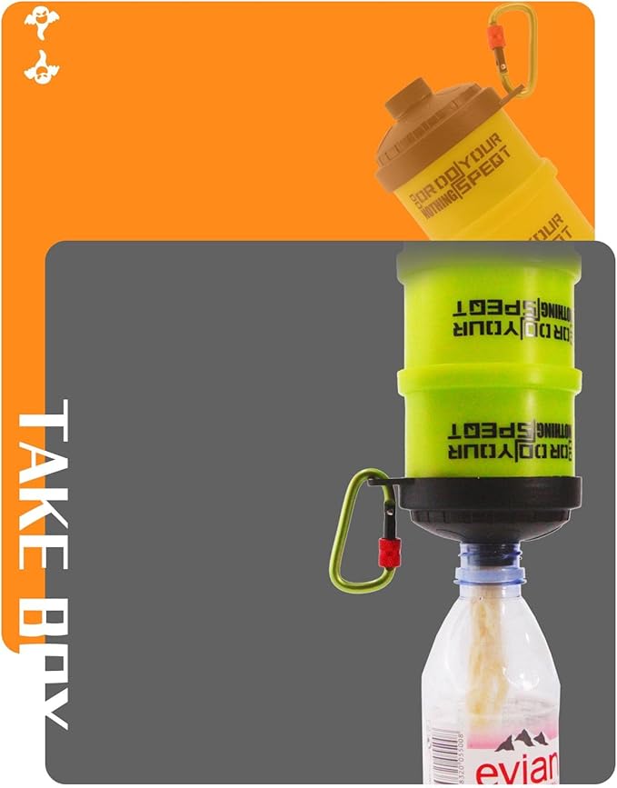 Protein Powder Stackable Container To Go,with Top Cap Funnel for Water Bottle,Twist Lock Portable Supplement Organize Storage Dispenser for Pre/Post Workout,Fitness,Travel,Gym