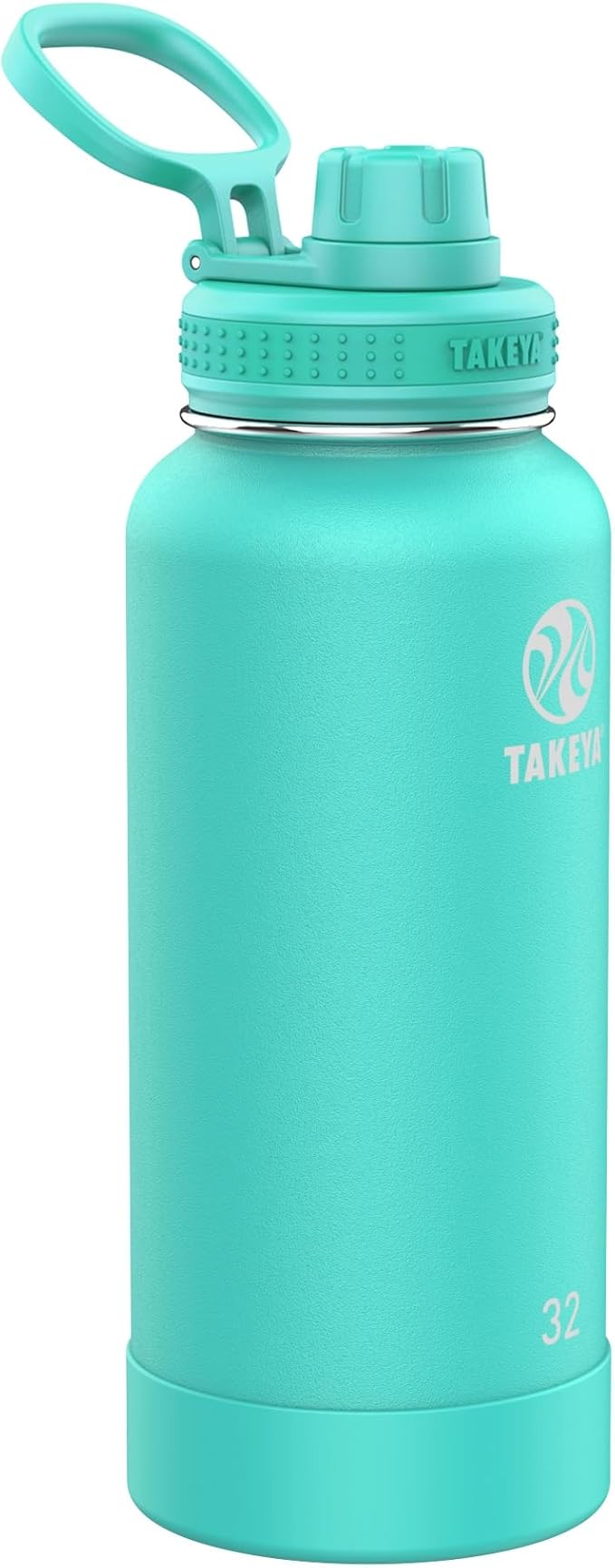 Takeya Actives Water Bottle with Spout Lid - Bottle with Double Stainless Steel Insulation - Dishwasher Safe & BPA-Free - Bottle with Spout Lid & Removable Bumper - 32 oz, Teal