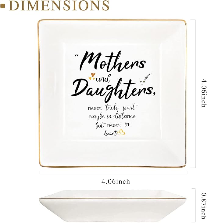 Valentines Gifts for Mom from Daughter Birthday Gift Mother Ceramic Ring Trinket Dish Decorative Jewelry Thanksgiving Christmas Mother's Day