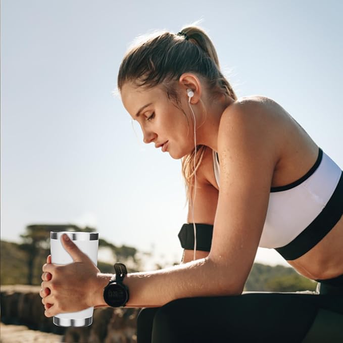 20oz Tumbler with Lid Stainless Steel Insulated Tumblers Travel Coffee Tumbler Bulk Double Wall Vacuum Insulated Water Cup Christmas Gifts for Women Men Her Him Home Office (White, 1pack)