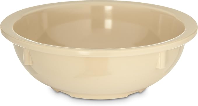 Carlisle FoodService Products Kingline Reusable Plastic Bowl Nappie Bowl for Home and Restaurant, Melamine, 10 Ounces, Tan, (Pack of 48)