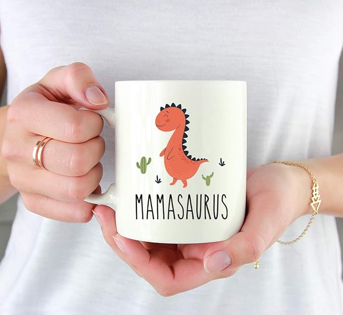 Andaz Press Mother's Day 11oz. Ceramic Coffee Tea Mug Gift for Mom, Mamasaurus, Dinosaur Graphic, 1-Pack, Birthday Christmas Gift Ideas