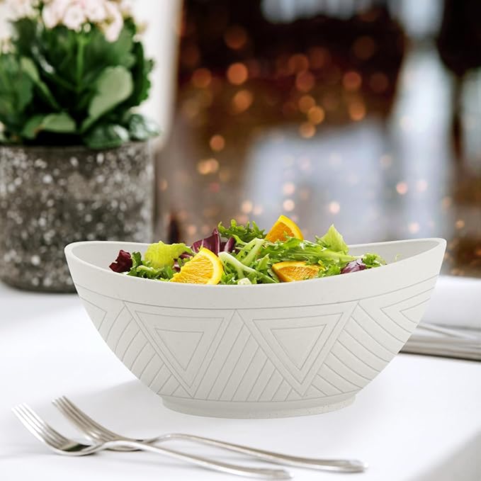 Wrova 65oz Large Salad Bowls Ivory - Wheat Straw Salad bowls Set of 4 - Unbreakable Salad Bowls Dishware & Microwave Safe - BPA Free Bowls for kitchen,camping