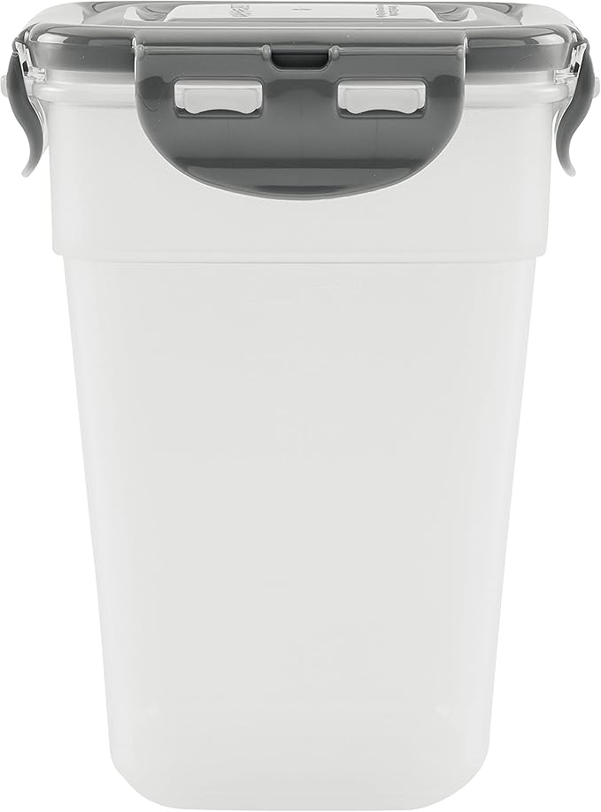 Rachael Ray Leak-Proof Stacking Container Food Storage Bin Set, 30-Piece, Clear with Gray Lids