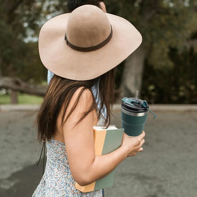 Travel coffee mugs leak-proof, reusable coffee cups with lids, stainless steel vacuum thermos coffe tumblers,thermal insulation cups for men and women hot & cold drinks (4th-Green, 16OZ)