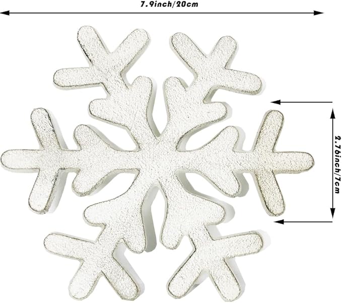 Tinsow Christmas Cast Iron Trivet Potholder White Snowflake Holiday Trivet for Christmas Kitchen Decor or Dining Table with Rubber Feet