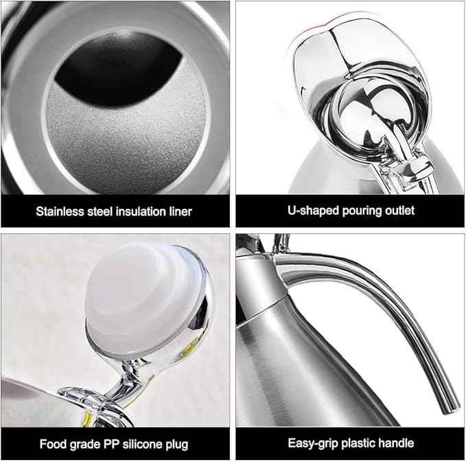 Sumerflos 68 Oz Stainless Steel Coffee Thermal Carafe/Double Walled Vacuum Thermos Insulated / 12 Hour Heat Retention / 2 Liters (Pink)