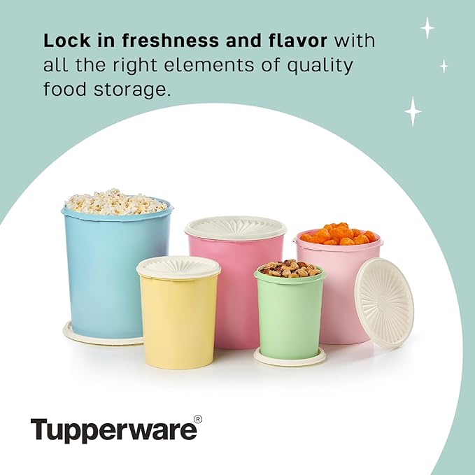 Tupperware Heritage Collection 10 Piece Nested Canister Set in Vintage Colors, Dishwasher Safe and BPA Free (5 Containers, 5 Lids)