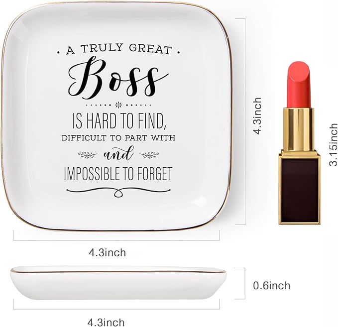 Boss Lady Gifts for Women, Gifts for Boss Jewelry Dish A Truly Great boss is Hard to find...and Impossible to Forget, Female Boss Gifts for Women Christmas Birthday Bosses Day Gifts