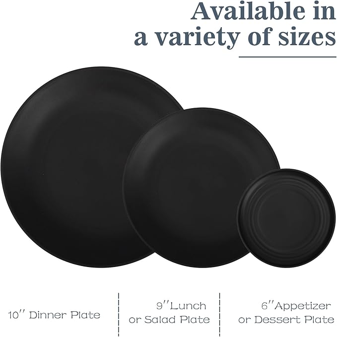 40 PCS Wheat Straw Dinnerware Set | Unbreakable Dishes Set for 8 - Alternative to Plastic Plates and Bowls Sets, Cereal Bowl, Water Cups, Dishwasher & Microwave Safe Bowls for Kitchen - Dark