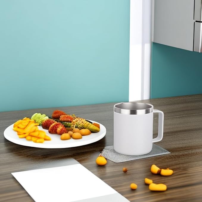 Volhoply 14oz Insulated Stainless Steel Coffee Mug with Lid Bulk 4 Pack,Double Wall Vacuum Travel Coffee Cup with Handle,Reusable Cups Tumbler,Camping Mugs Keep Hot,Ideal Gifts(Assorted,4)