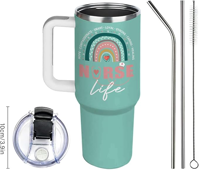 Nurse Gifts for Women 40Oz Nurse Cups Tumbler with Handle, Nurses Coffee Travel Mugs, Nurses Week Appreciation Gifts Nursing School Graduation Gift