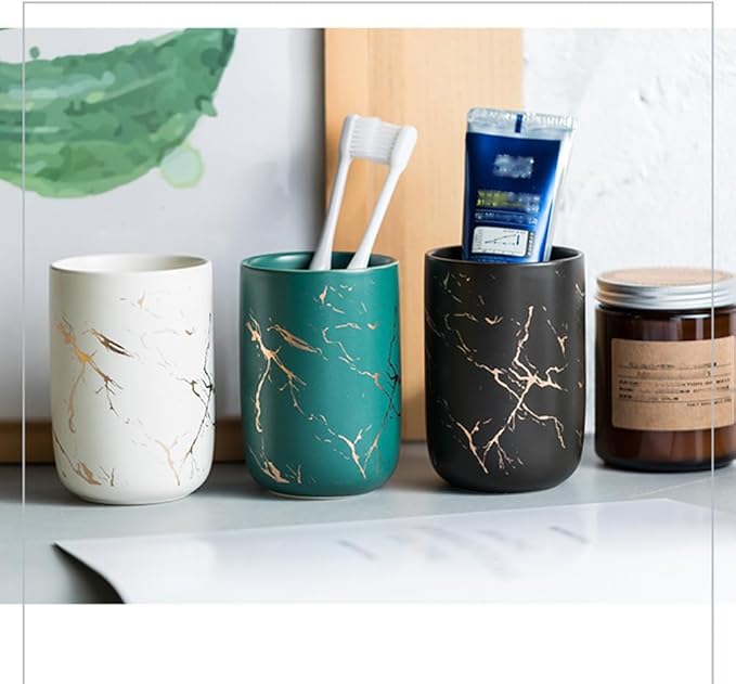 Ceramic Toothbrush Holder, Nordic Toothbrush Cup, Simple Stone Mug. (White)