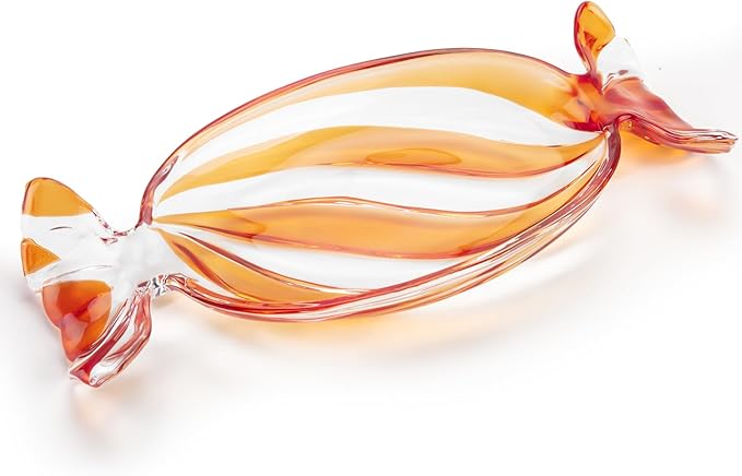 SHOWLOUE Christmas Platter Dish, Glass Candy Platter Serving Dessert Plates Christmas Dinnerware Tray Decorative Plates for Xmas Holiday Party Favor, Orange, Large