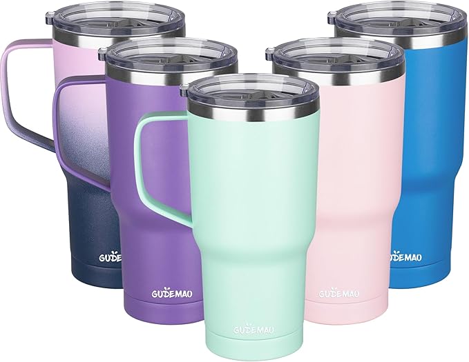 20 oz Insulated Coffee Mug with Ceramic Coating, Stainless Steel Travel Mug Tumbler with Handle Lid and Straw, Double Wall Leak-Proof Coffee Travel Mug Keeps Drink Hot and Cold (Green)