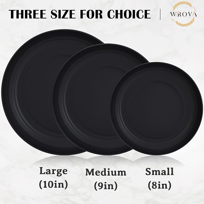 Wrova Wheat Straw Dinner Plates - 10 Inch Unbreakable Set of 8 - Dishwasher & Microwave Safe Reusable Plates - Lightweight for Kitchen, Camping (Classic Series)