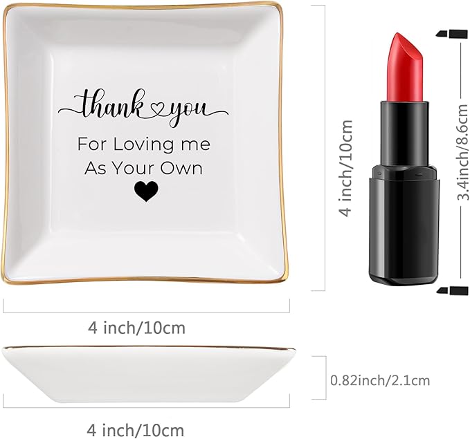 Bonus Mom Gifts for Step Mom Ring Dish Jewelry Tray for Mother in Law Birthday Mothers Day Valentine's Christmas Stepmom Gift, Thank You for Loving Me As Your Own Mother in Law Wedding Gifts