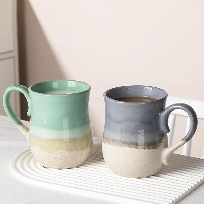20 OZ Large Coffee Mugs, Ceramic Coffee Mug Big Tea Cups with a Large Handle for Office and Home, Microwave and Dishwasher Safe (20 OZ Light Green)