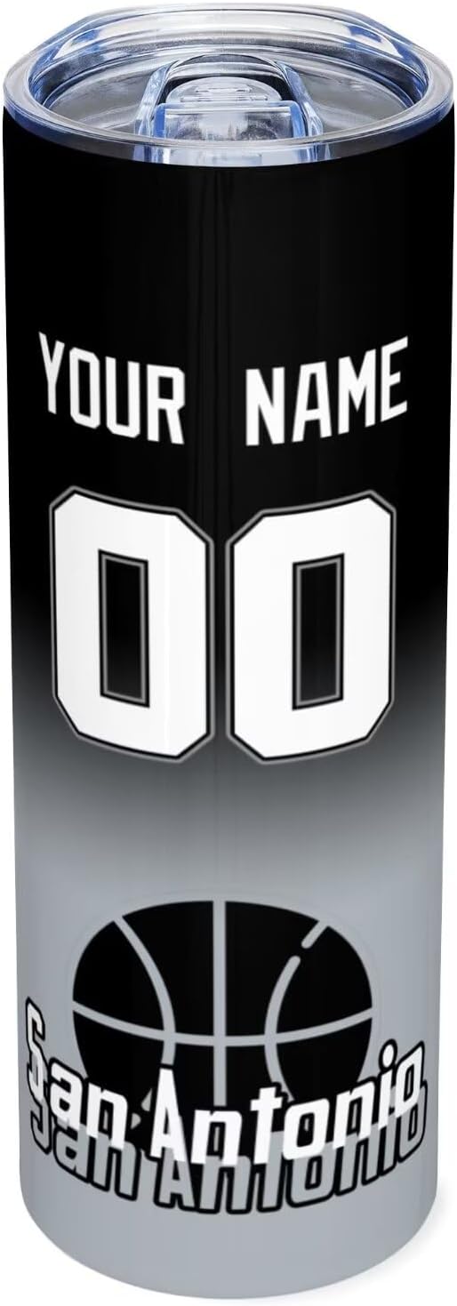 Custom Tumblers Stainless Steel Cup Personalized Basketball Insulation Travel Mug Add Your Name Number 20 oz Fans Gift for Men Women