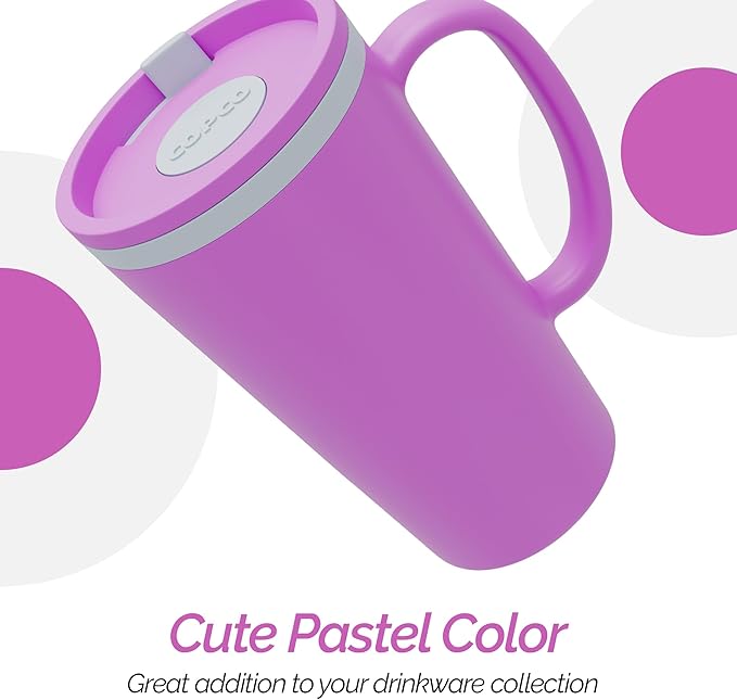 Copco Cone Desk Mug, 16 Ounce - Double Wall Insulated Travel-Friendly Mug with Lid and Handle, Microwave & Dishwasher Safe, BPA-Free Mug, Desk-Friendly & Car Cup Holder Compatible (Purple)