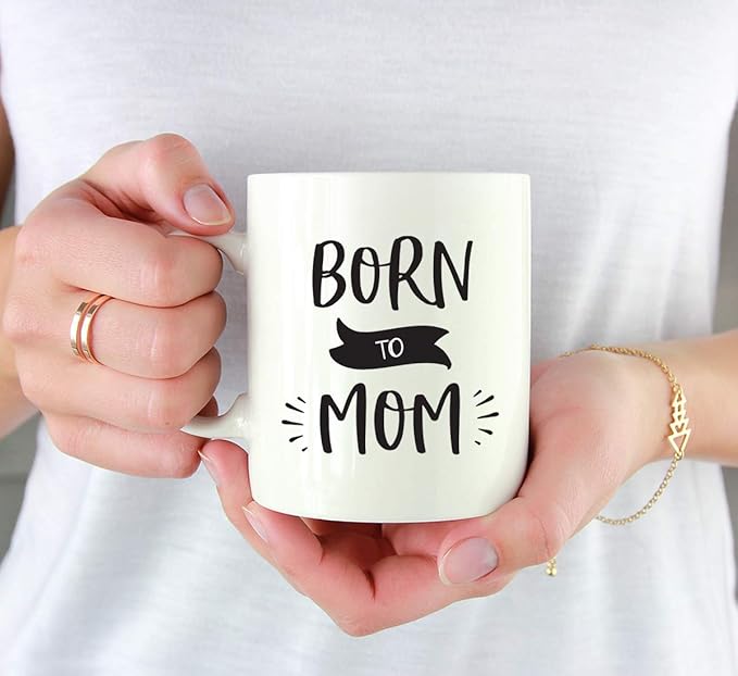 Andaz Press Mother's Day 11oz. Ceramic Coffee Tea Mug Gift for Mom, Born to Mom, 1-Pack