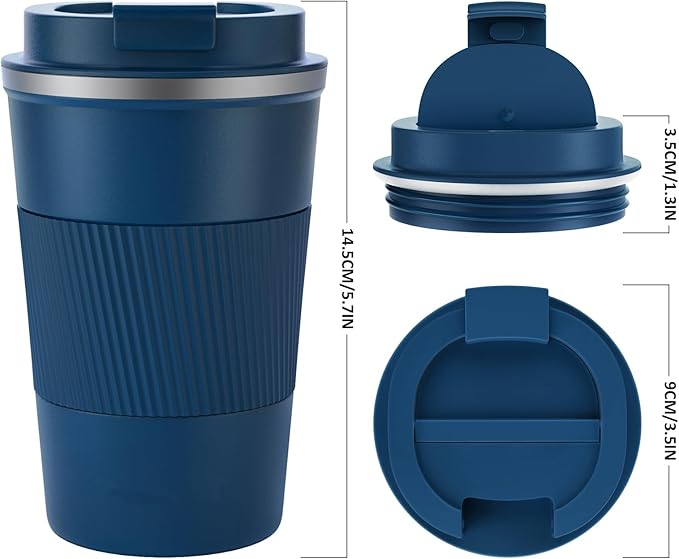 KETIEE Travel Mug 12oz, Insulated Coffee Mug with Leakproof Lid, Travel Coffee Mug Vacuum Stainless Steel Double Walled Reusable Coffee Cup for Hot and Iced Coffee Tea Water (Navy)