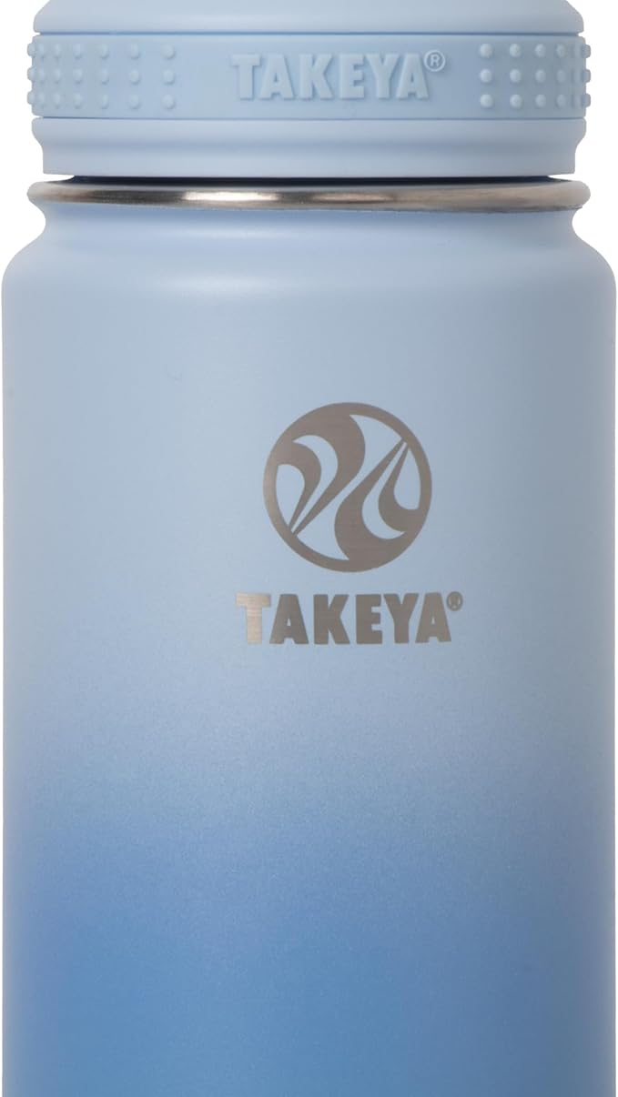 Takeya Actives Water Bottle with Spout Lid - Bottle with Double Stainless Steel Insulation - Dishwasher Safe & BPA-Free - Bottle with Spout Lid & Removable Bumper - 24 oz, Ombre Pacific Blue