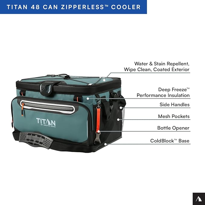 Titan by Arctic Zone Deep Freeze Cooler - Zipperless Hardbody Cooler - Deep Freeze Insulation, HardBody Liner, and SmartShelf