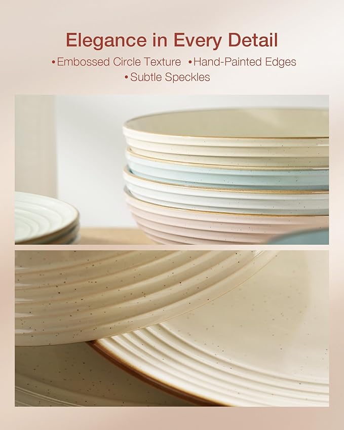 Famiware Jupiter Dinnerware Set, Plates and Bowls Dish Sets for 8 (24 Pieces), Microwave and Dishwasher Safe Stoneware Speckled Tableware, Chip and Scratch Resistant, Multi-color