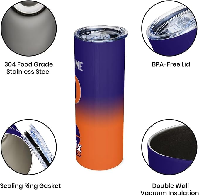 Custom Tumblers Stainless Steel Cup Personalized Basketball Insulation Travel Mug Add Your Name Number 20 oz Fans Gift for Men Women