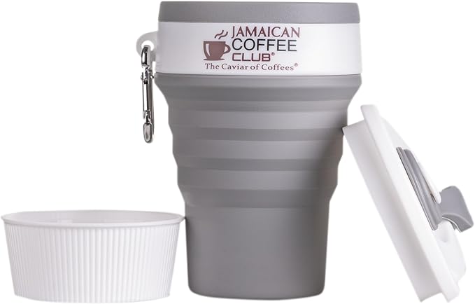 350 mL Silicone Coffee Cup with Lid & Straw – Collapsible, Foldable, Lightweight & Reusable Mug with Carabiner Clip – Portable Travel Cup for Camping, Hiking, Backpacking & Office