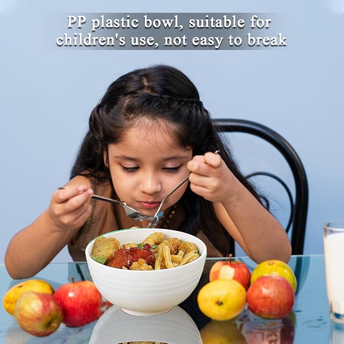 Berglander Plastic Bowls Set of 12 Pieces 25oz, IT Color Reusable and Sturdy Ramen Bowl, Soup Bowls, Cereal Bowl for Adult, Kids, Home, Restaurant, Garden, Picnic, Camping, Poolside, Outdoor