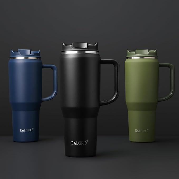 40 oz Tumbler with Handle, Insulated Tumblers with Lid and Straw, Large Metal Sports Water Bottle Jug, Thermal Stainless Steel Travel Coffee Mug Cup, Sage Green