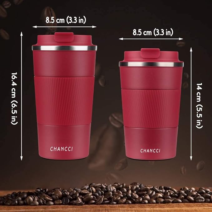 12oz Travel Coffee Mug Spill Proof, Insulated Coffee Mug with Lid, Leakproof Coffee Tumbler,Stainless Steel Vacuum Coffee Cup for Hot/Cold Drinks, Reusable Coffee Cup for Men Women -380ml,Red