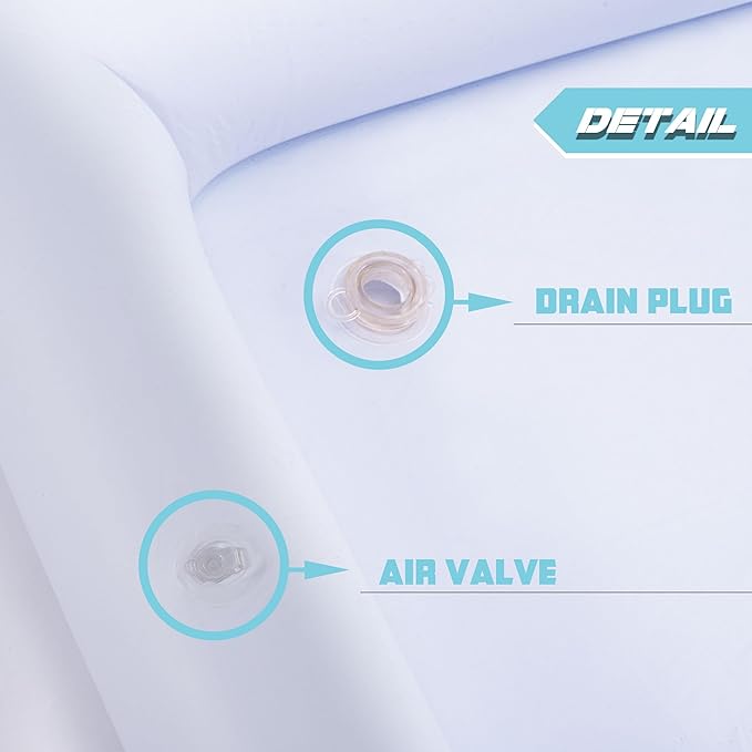 2 Packs Inflatable Ice Serving Trays, 51"x25"x4.5" Oversized PVC Inflatable Salad Serving Bars Ice Cooler with Drain Plug, Blow Up Food Drink Chilling Container for Buffet BBQ Pool Parties