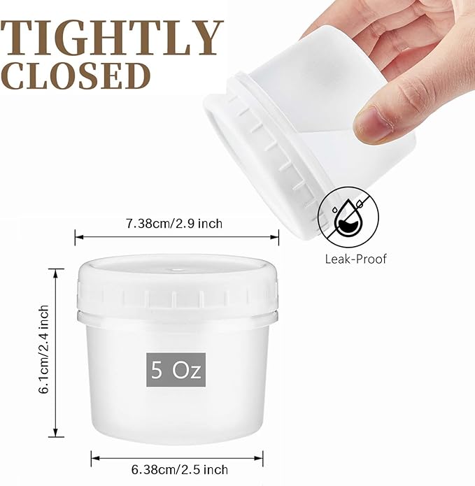TUZAZO 5 Oz Food Storage Containers with Screw Lids, 12-Count BPA Free Small Snack Plastic Freezer Container for Sauce, Jam and Puree, Reusable Plastic Ice Cream Containers