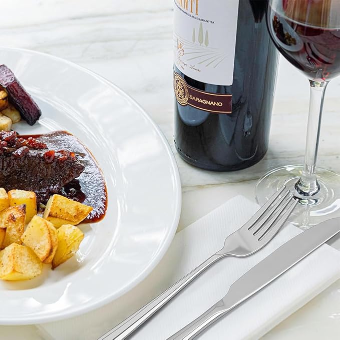 Silverware Set,18/10 Stainless Steel 18Piece Silverware Set For 6,With Dinner Knives Spoon Forks Set for Home, Kitchen and Restaurant, Mirror Polished& Dishwasher Safe